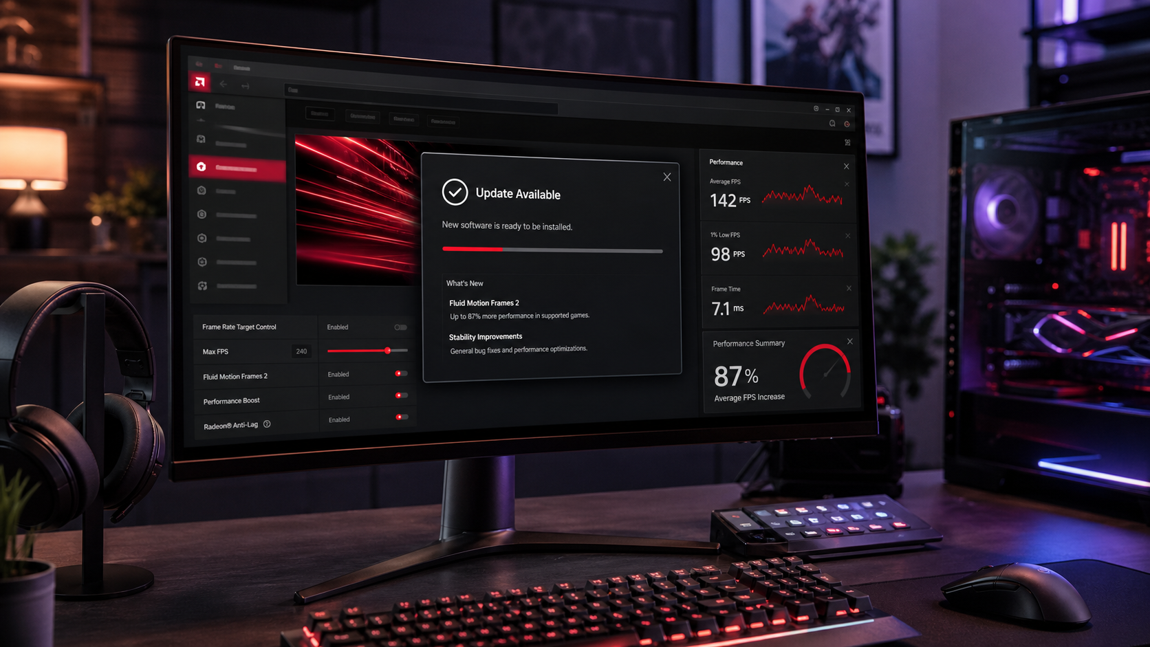 AMD Radeon Software 26.5.3 Bugün Yayınlandı: Fluid Motion Frames 2 ile %87 FPS Artışı