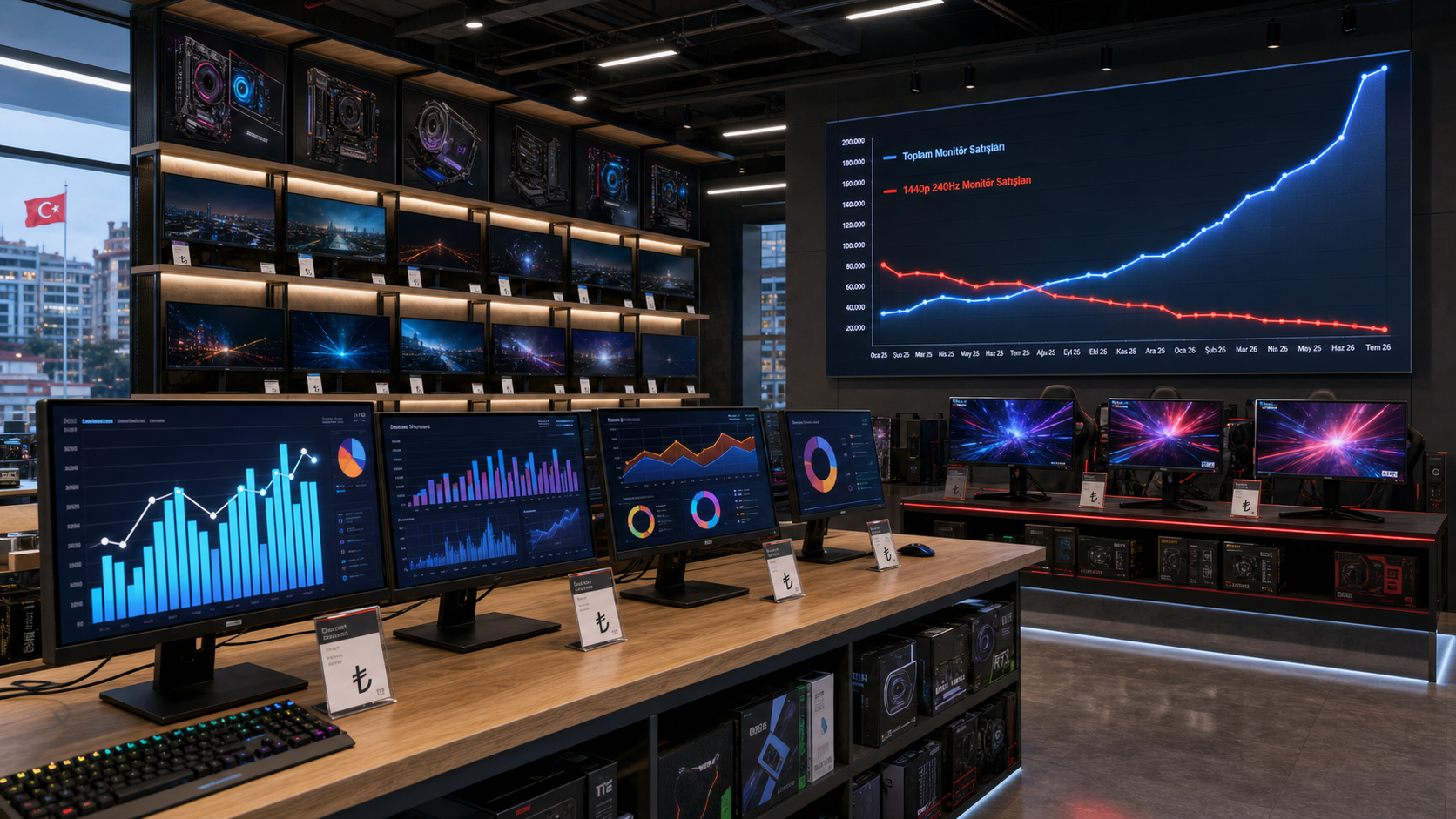 Türkiye'de Temmuz 2026 Monitör Satışları %267 Patladı: 1440p 240Hz Modeller Çöküşte